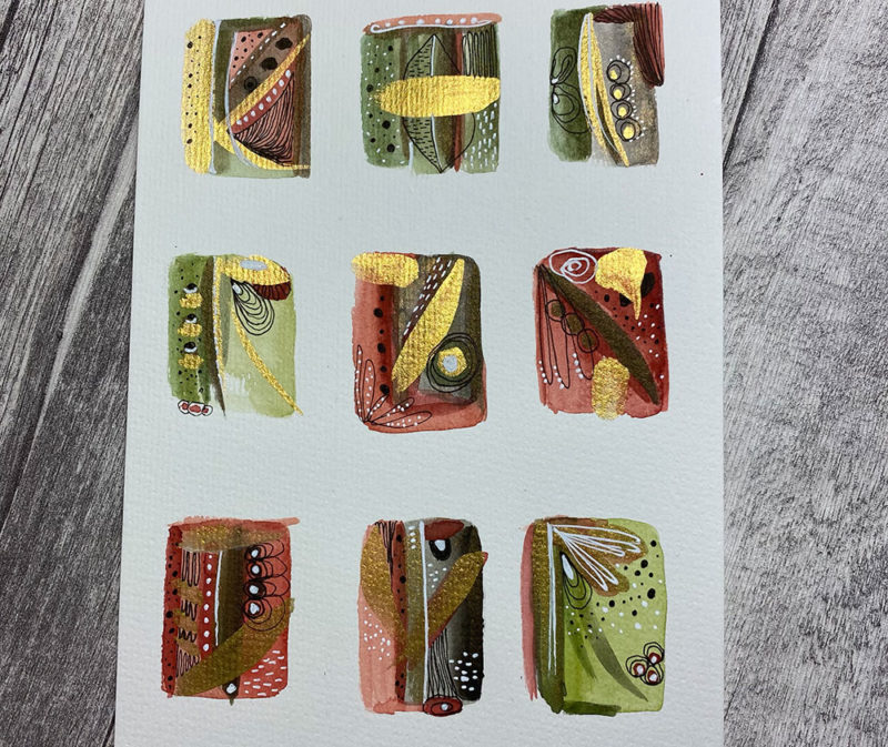 Herbstlich, abstraktes Aquarell