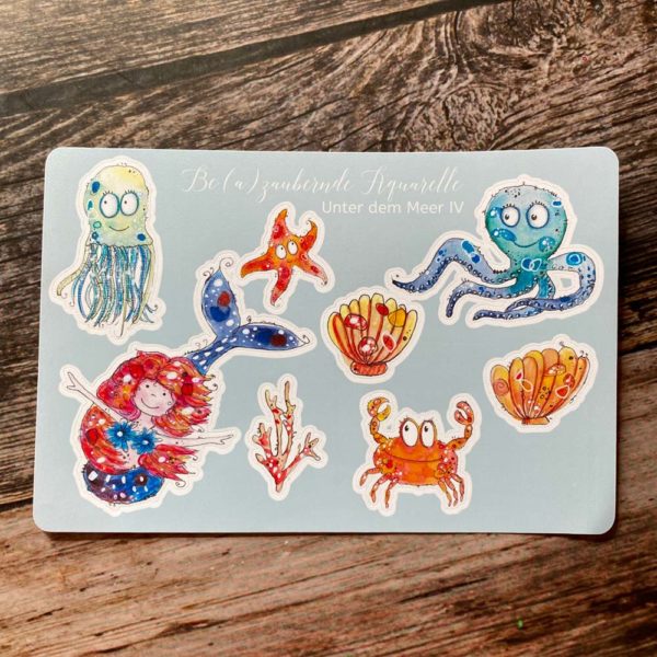 Sticker-Sheet Unter dem Meer IV Beas Aquarellminis