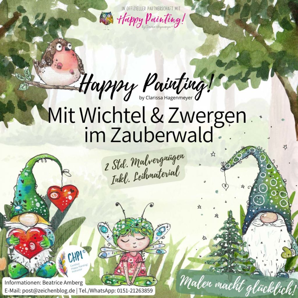 Happy Painting mit Wichtel und Zwergen im Zauberwald